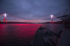 Yavuz Sultan Selim Bridge view from USS Carney approaching Bosphorus Strait