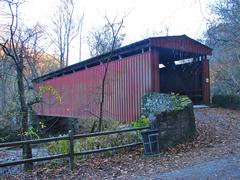 Thomas Mill Covered Bridge spanning Wissahickon Creek in Philadelphia's Fairmount Park