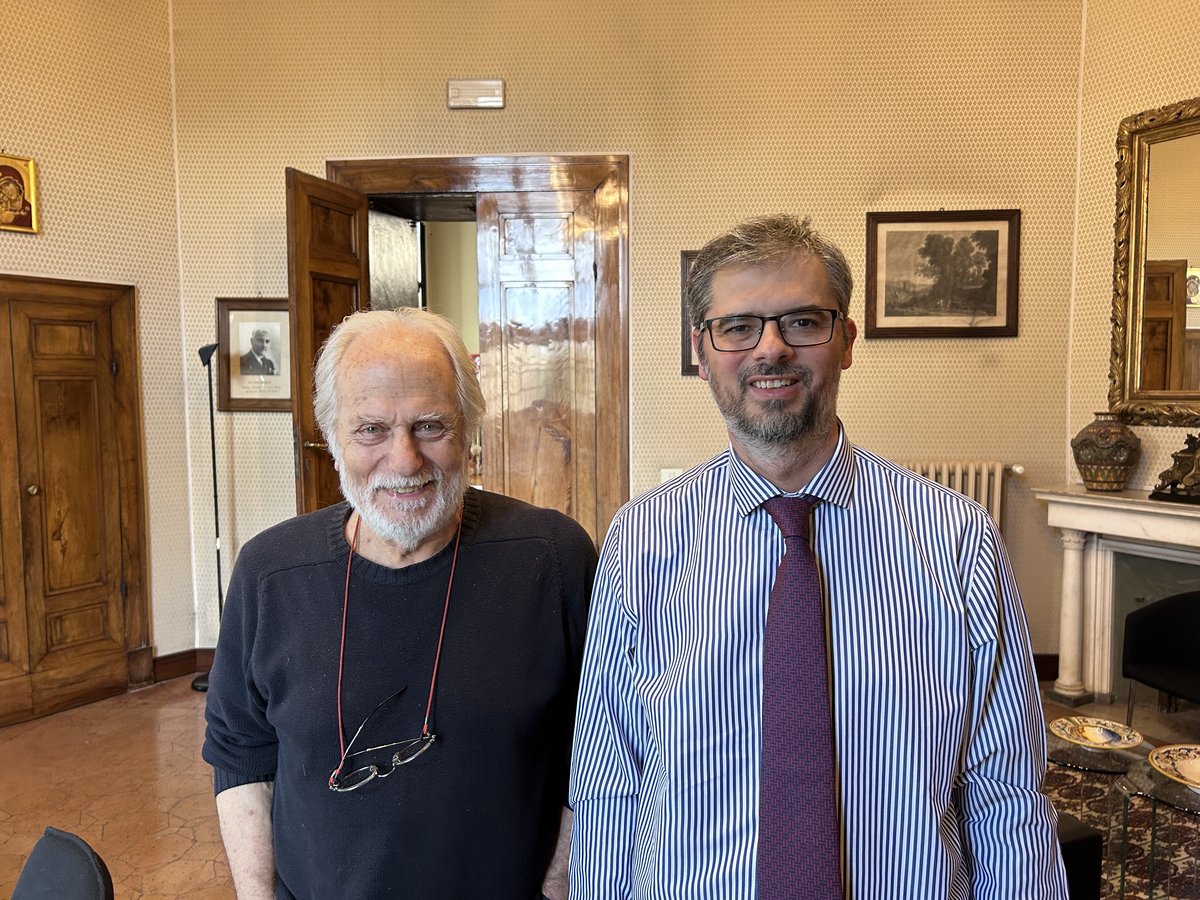 Luigi Diberti and Valerio De Cesaris at the University for Foreigners of Perugia celebrating the 30th anniversary of Brazilian poet Mario Quintana's death