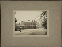 Winter view of the intersection of Mannerheimintie and Aleksanterinkatu in Helsinki towards Kolmensepänaukio, circa 1895