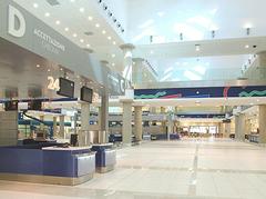 Departure desks at Bari Palese airport in Puglia Italy