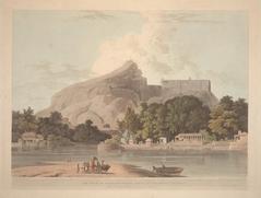 Granite Rock of Tiruchchirappalli with fortress and 17th century walled temple beside the Kaveri River in Tamil Nadu