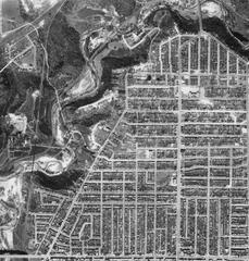 Aerial photograph of Todmorden area including Playter Estate and Pape Village in East York, 1942