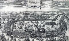 16th century engraving of bullfighting during the Testaccio Festival in Rome