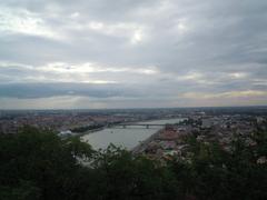 Panoramic view of Budapest with a warm sunset sky in September 2013