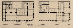 Floor plan of the ground floor and first floor of the building at Szabadság tér 12 in Budapest