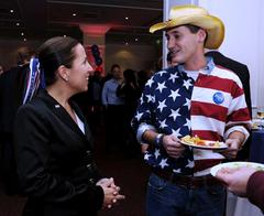People chatting at the 2012 Election Night event at the U.S. Embassy in Budapest