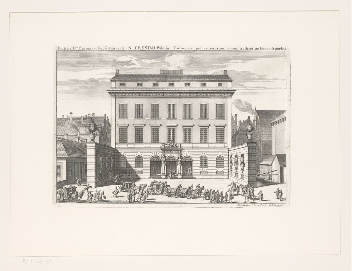 Engraved view of the Tessin Palace in Stockholm constructed between 1694 and 1700 by Nicodemus Tessin the Younger
