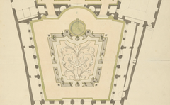 Detailed architectural drawing of the northern garden of Tessin Palace by Nicodemus Tessin the Younger around 1696