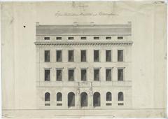 Facade drawing of Tessinska palatset towards Slottsbacken in Gamla stan, Stockholm