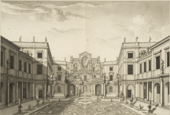 View of the Tessin Palace garden in Stockholm, graphite and ink drawing on paper from around 1700