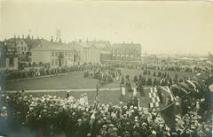 People gathering in Austurvöllur Square in Reykjavík celebrating women's suffrage on July 7th 1915