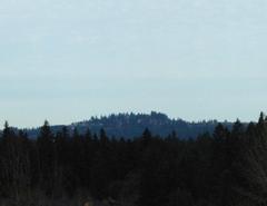 Top view of Mount Sylvania with greenery and cloudy sky in Portland Oregon