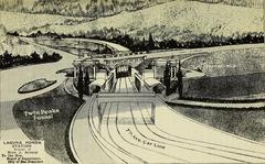 Perspective view of Laguna Honda station with open cut construction and transfer facilities