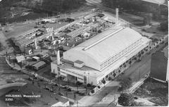 Aerial view of Helsinki exhibition hall in 1935