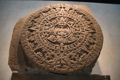 Aztec Sun Stone or Calendar Stone from Late Postclassic period in National Museum of Anthropology Mexico City