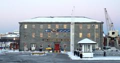 USS Constitution Museum entrance with ship models and nautical artifacts