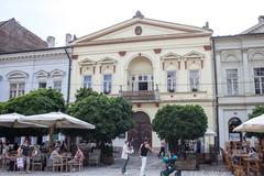 Historic building on Main Street in Kosice with architectural details