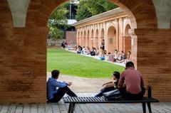 Cloister of the School of Law in Toulouse with arches and stone columns