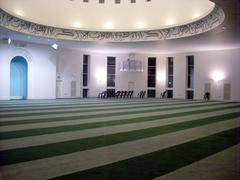 Interior of the Bait ul-Futuh mosque prayer hall with Islamic architectural design