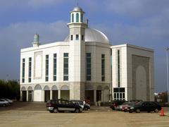 Baitul Futuh Mosque in London during sunset