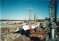 USCGC Eagle Coast Guard ship docked at Baltimore Maryland shipyard
