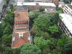 Aerial view of Mackenzie campus with buildings and greenery