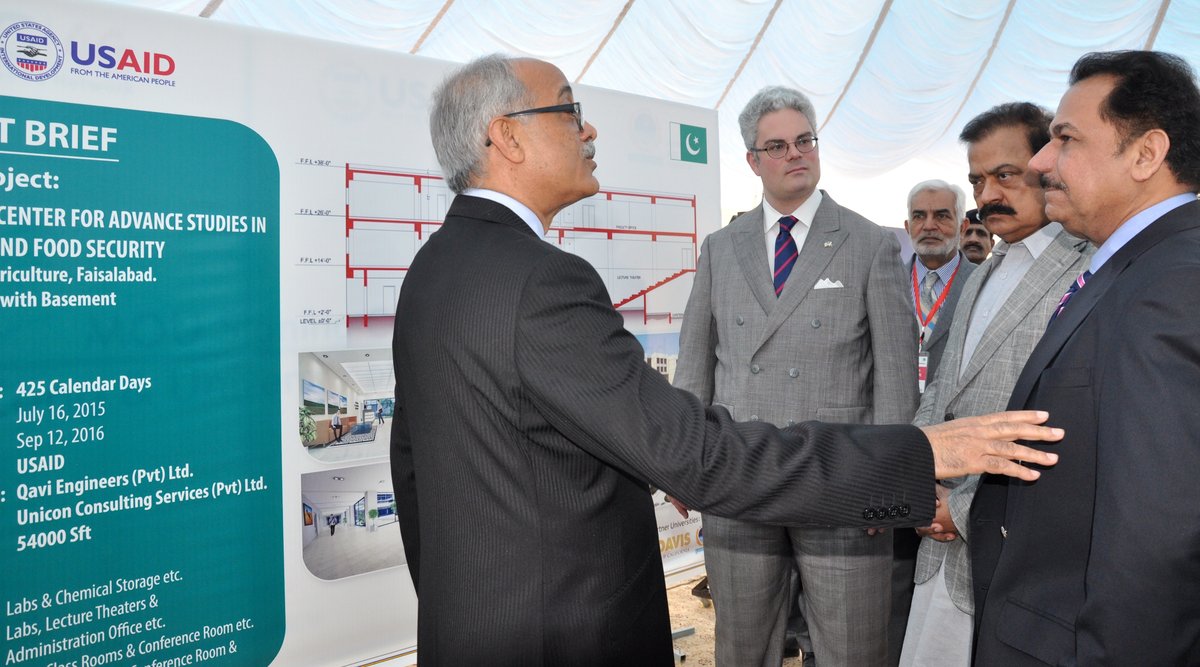 Groundbreaking ceremony for U.S.-Pakistan Center for Advanced Studies in Agriculture at University of Agriculture Faisalabad with U.S. Consul General and Punjab Ministers