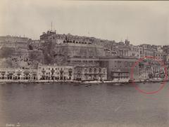 Customs House in Valletta with fish market stalls in a circular area