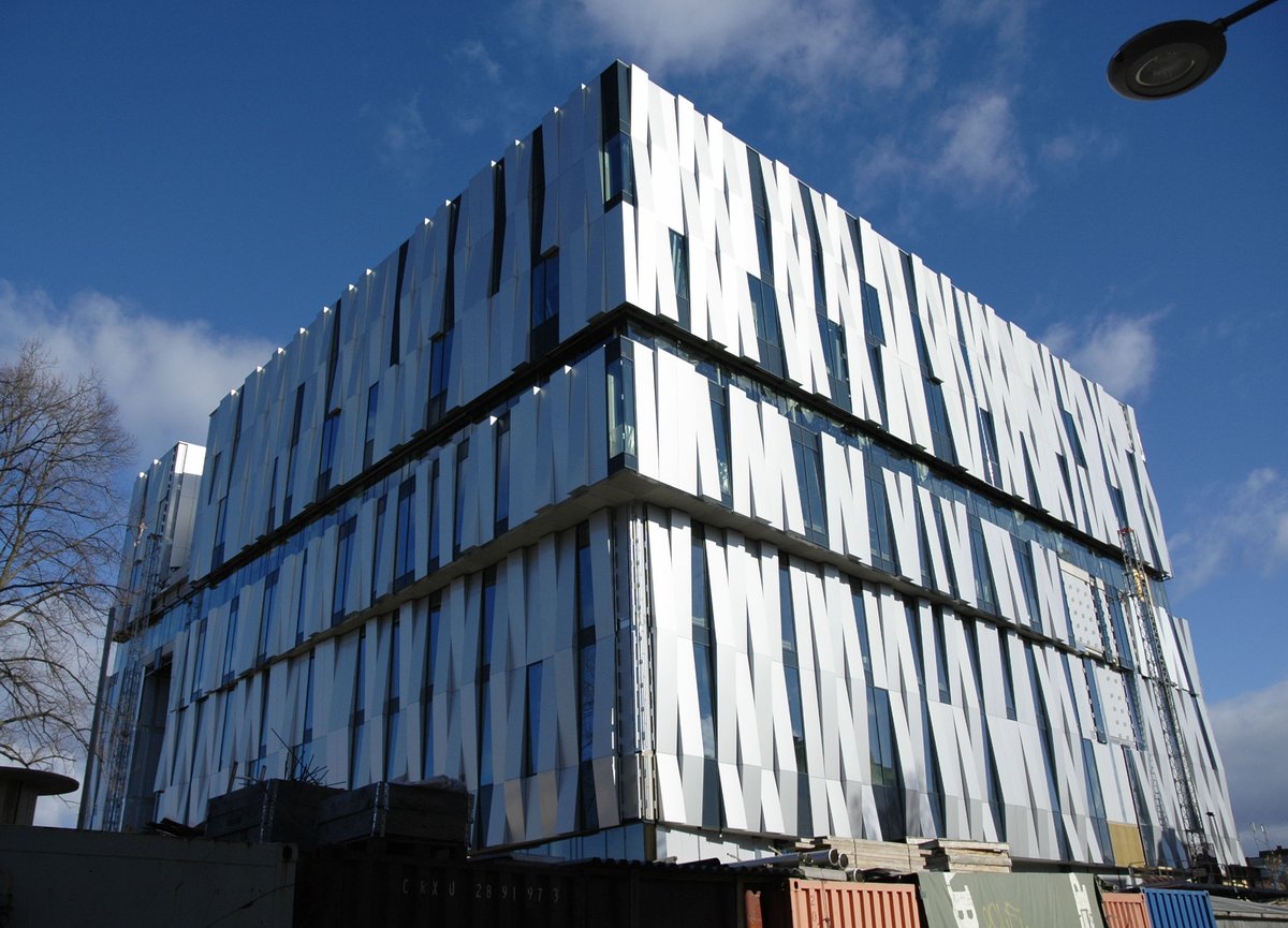 Exterior view of Konserthuset concert hall in Uppsala during daylight