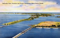 Aerial view of Miami Beach with Venetian and County Causeways