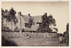 Three-storey brick house of John Kinder for Church Grammar School with wooden fence and children in foreground