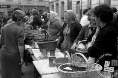 Strawberry and blueberry sale at Ljubljana market in 1966
