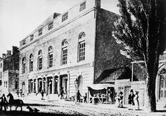 Historical drawing of Walnut Street Theatre in Philadelphia, Pennsylvania circa 1830