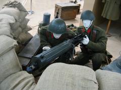 Exhibits at the War Museum of Thessaloniki including military artifacts and historical displays