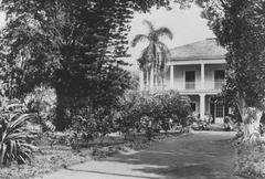Front exterior of Washington Place with its gardens
