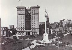 1904 historic photograph of Union Square with the St. Francis Hotel in San Francisco