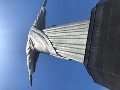 Close-up view of Christ the Redeemer statue in Rio de Janeiro