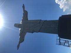 Close-up view of Christ the Redeemer statue in Rio de Janeiro