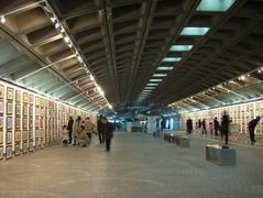 Gyeongbokgung Station entrance with historic architecture and people walking