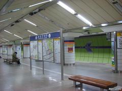 Jongro-3-ga station platform with escalators and railway tracks