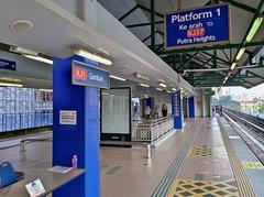 LRT KJ1 Gombak Platforms with modern trains at sunrise in Selangor
