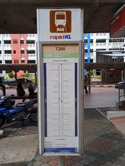 Rapid KL bus route T200 information display at SL311 LRT Gombak Bus Stop in Gombak District, Selangor