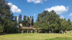 Front view of the Will Rogers State Historic Park ranch house