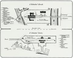 Historical floor plans of Zurich North Railway Station and Baden North Railway Station