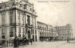 Bordeaux Gare Saint-Jean railway station exterior with modern glass facade and station name sign