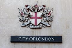 Coat of arms of the City of London Corporation on entrance of City Thameslink
