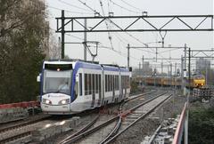 RegioCitadis tram at former train infrastructure in The Hague