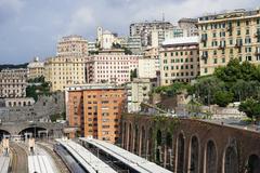 Genoa Train Station Genova Piazza Principe with surrounding houses