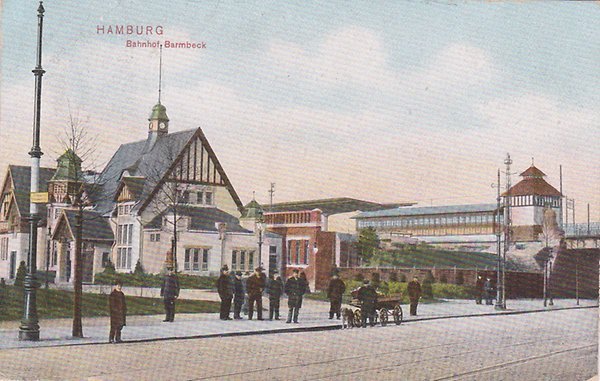 Historic Hamburg Barmbek Bahnhof train station around 1910